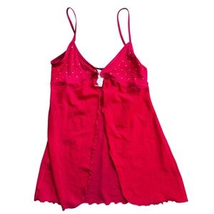 La Senza Hot Pink Rhinestone Lingerie Cami Top Medium Front Clasp Y2K Coquette